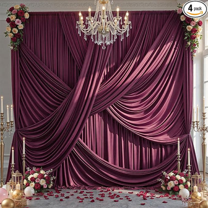 20ft×12ft Burgundy Backdrop Curtains by PartyVillage