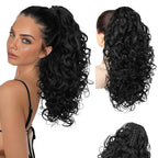 Flufymooz 100％ Pure Protein Ponytail Extension, 18 Inch Curly Claw Clip Ponytail Hair Extensions Natural Soft pony tail hairpiece for women-Natural Black