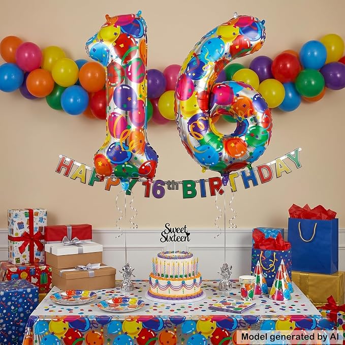 40 Inch Number 16 Balloon Set Large Foil Balloons - Image 4