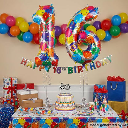40 Inch Number 16 Balloon Set Large Foil Balloons - Image 4