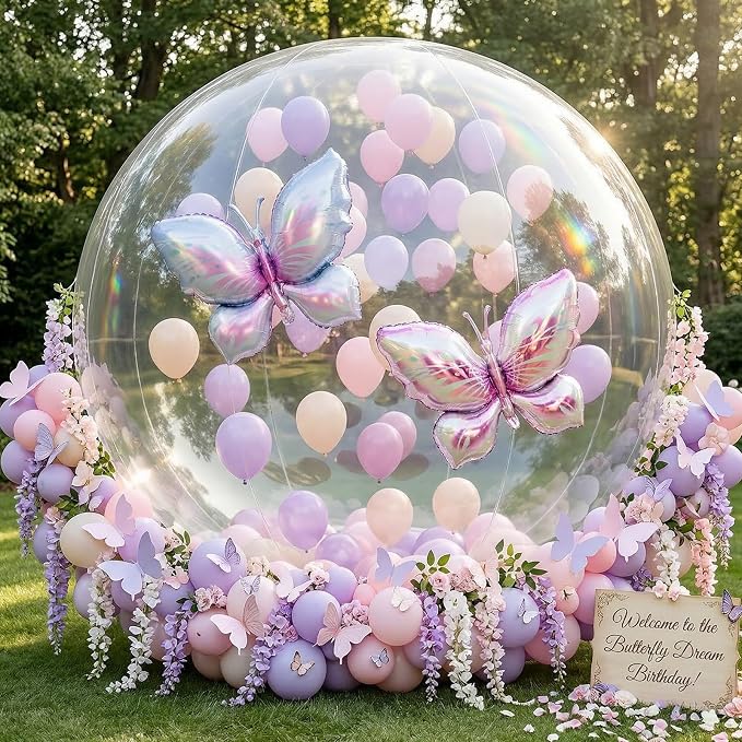 Biapian Pink and Purple Balloons, Giant Butterfly Balloons Foil, 12 Inch Ivory - Image 6