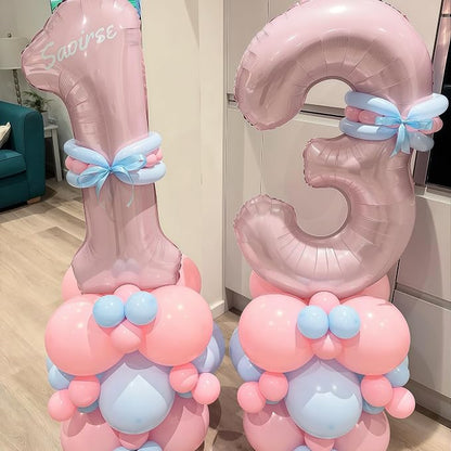 3rd Birthday Balloons for Girls, Pastel Dusty Blush Pink Large 3 Balloon Number - Image 3