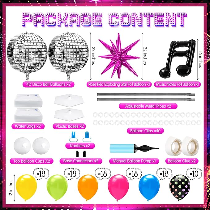 Kasyat 2 Sets 90s 80s Disco Balloon Column Stand Kit - Image 2