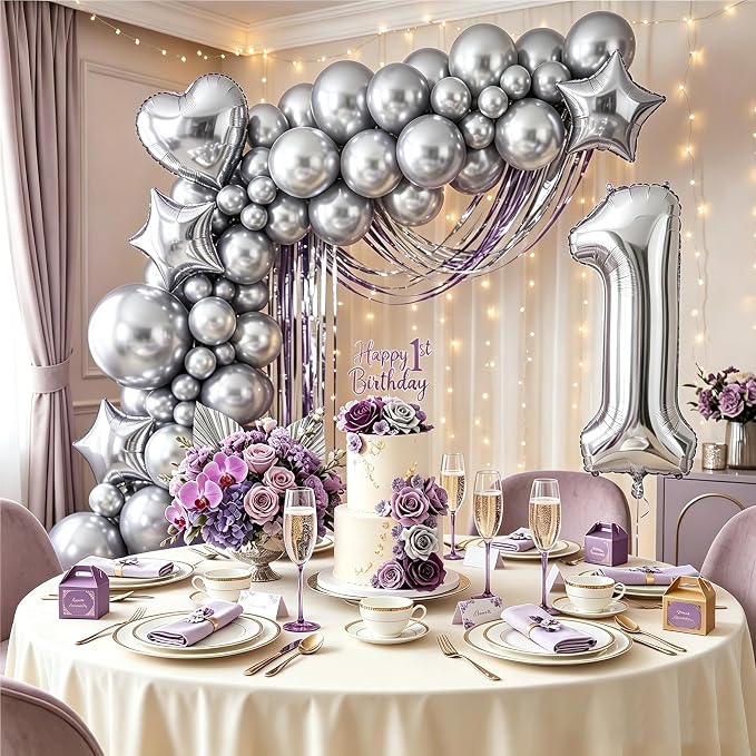Number Balloons Silver Party Balloon - Image 6