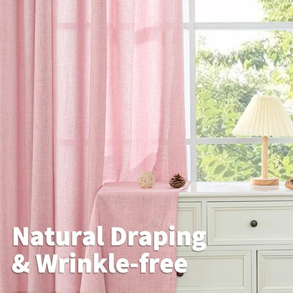 YoungsTex Light Pink Linen Curtains 84 Inch Length - Image 8