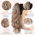 Claw Clip Ponytail Extension 18" for Women Wavy Pony Tail Clip in Hair Extensions Fluffy Natural Looking Synthetic Hairpiece for Daily Use (Honey Gold Mixed Light Blonde)