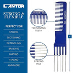 Lift Teasing Comb and Hair Pick - 2 Pack Stainless Steel - Chemical and Heat Resistant Detangler - Anti Static Comb For All Hair Types - By Cantor