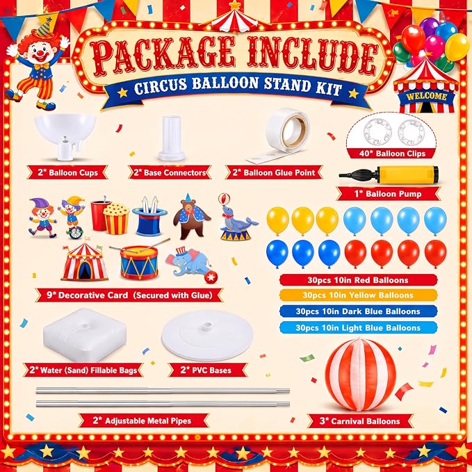 Gejoy 2 Set Carnival Balloon Column Stand Kit - Image 2