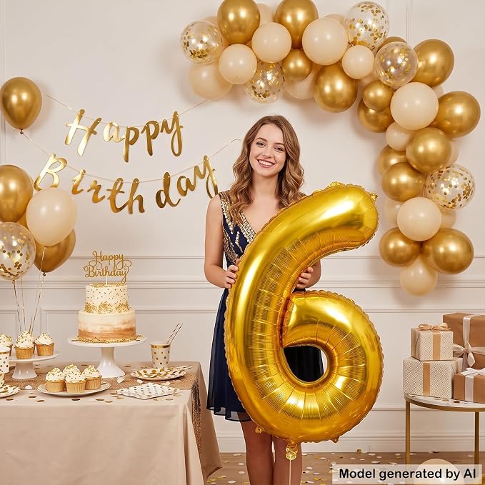 40 Inch Gold Number 6 Foil Balloon - Image 4