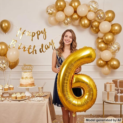 40 Inch Gold Number 6 Foil Balloon - Image 4