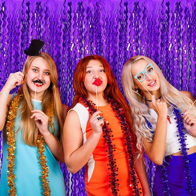 Tinsel Foil Fringe Curtains Wavy Backdrop - Image 4