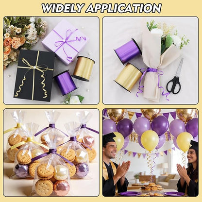 TONIFUL 500 Yards Purple and Gold Curling Ribbon Balloon String | Balloon - Image 4