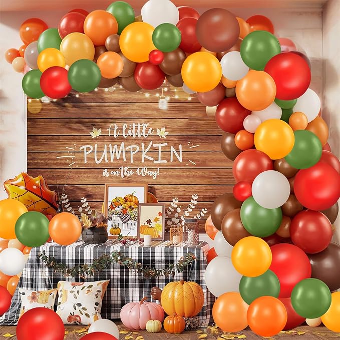 Orange Red Yellow Green Brown Latex Thanksgiving Balloons 45ct 12in | Latex - Image 6