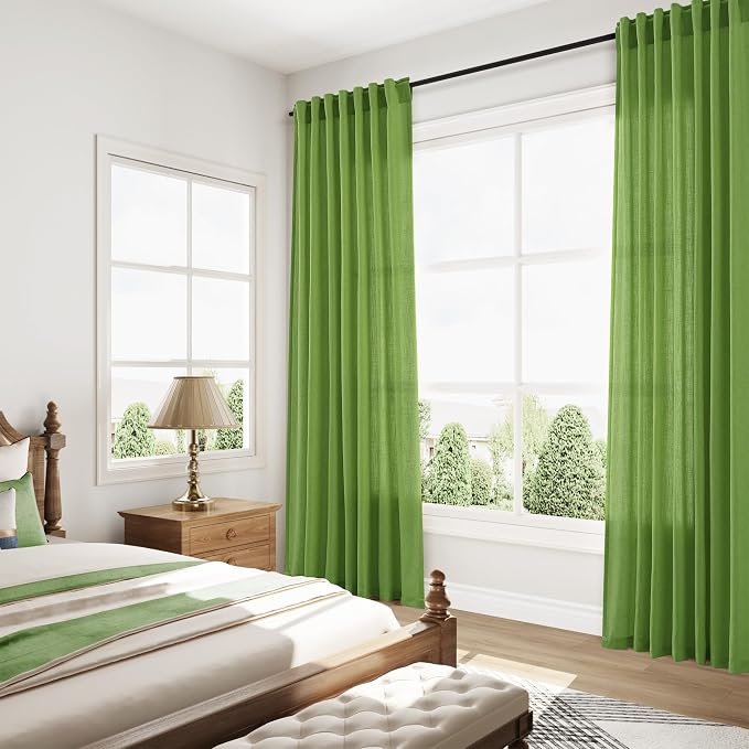 Lime Green Linen Curtains 72 Inch Long - Image 8