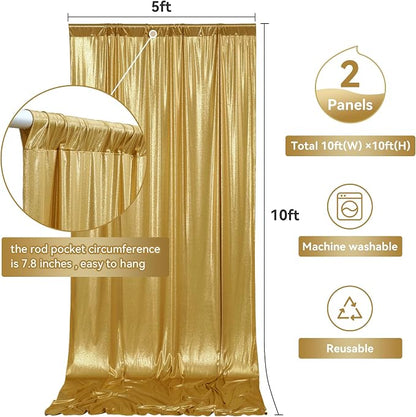 10x10 ft Gold Sequin Backdrop Curtain Panels - Image 6