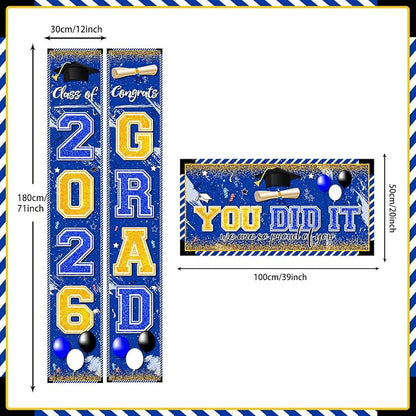 Blue and Gold Graduation Decorations Class of 2026 Graduation Banner Congrats - Image 3
