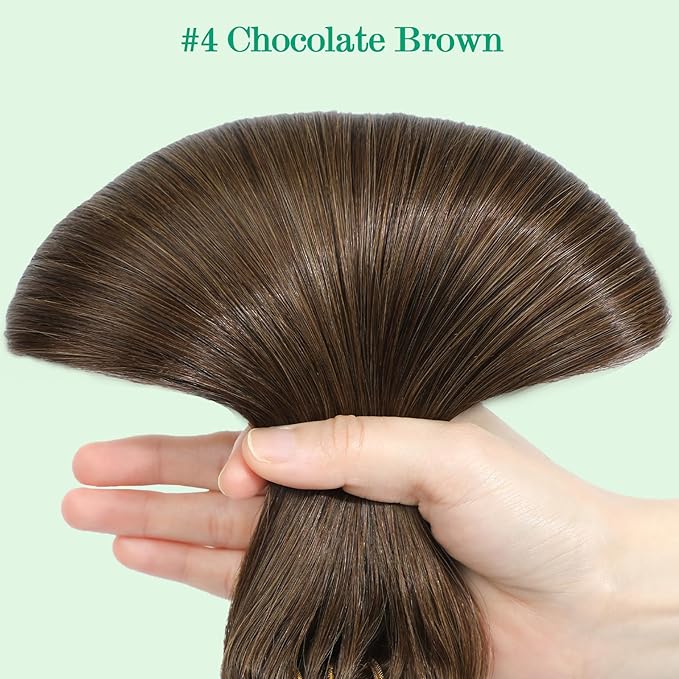 Clip in Hair Extensions Real Human Hair, SURNEL Chocolate Brown Real Human Hair Extensions Clip in Straight Remy Hair Extensions 140g 7pcs 14 Inch Hair(#4-14'')