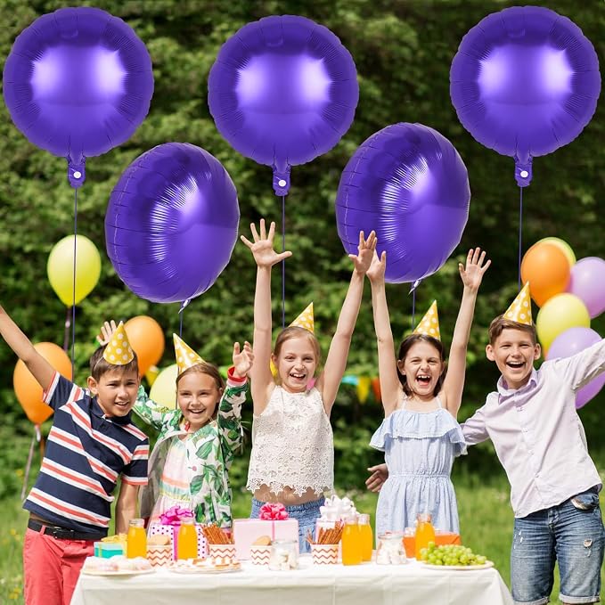 20 Pcs Purple Round Shaped Balloons, 18 Inch Round Foil Balloon, Giant Round - Image 6