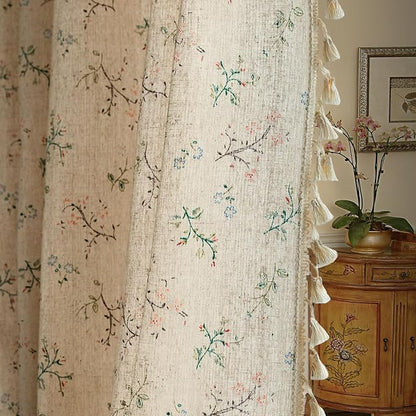 ENJOYBRIDAL Semi Sheer Curtains 52x96 Inch 1 Panel, Floral Print by ENJOYBRIDAL