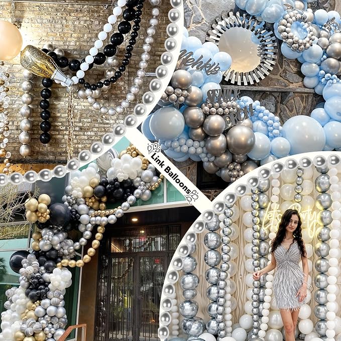 White and Silver Linking Balloons - Image 9