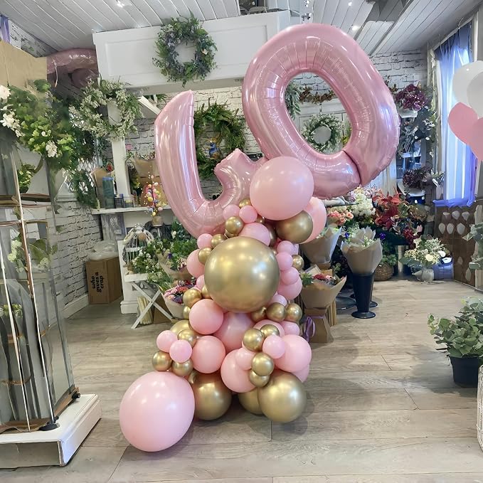 Light Pink Balloon Number 5, 40 Inch Large Self Inflating Foil Number Balloons - Image 8