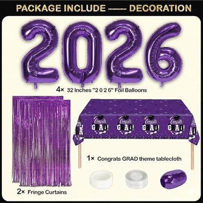 Black and Purple Graduation Decorations Class of 2026 - Image 5