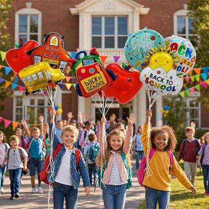 8PCS Back to School Balloons Set, School Bus, Sun Foil Balloons, 18 Inch Round - Image 5