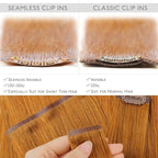 WENNALIFE Seamless Clip In Hair Extensions Human Hair, 16 Inch 130g 7pcs Auburn Ginger Real Hair Extensions Clip in Human Hair Invisible PU Skin Weft Natural Remy Human Hair Extensions