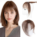 Hairro Bangs Hair Clip 3D 360°Cover Clip On Bangs Remy Human Hair Topper With Bangs Fringe French Bangs With Temples Clip In Bangs Hair Extensions 8 Inches 10g #02 Dark Brown