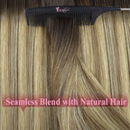 YoungSee Invisible Tape in Hair Extensions Balayage Human Hair Tape in Extensions Ombre Seamless Tape-in Extension Real Human Hair Brown Balayage with Blonde Human Hair Extension Tapein 24 Inch 20pcs