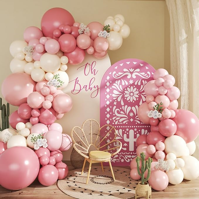 CROSSFINGERS Dusty Pink Balloon Arch Kit, Mexican Fiesta Party Decorations | by CROSSFINGERS