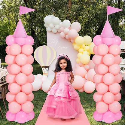 2 Sets Adjustable Pink Princess Castle Balloon Column Stand Kit Includes 140 - Image 5