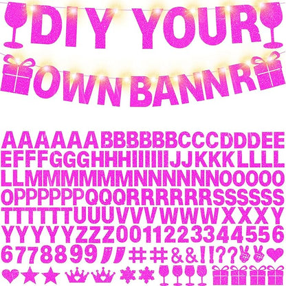 175Pcs DIY Glitter Customizable Banner Kit Custom Banner DIY Happy Birthday by WELITTCON