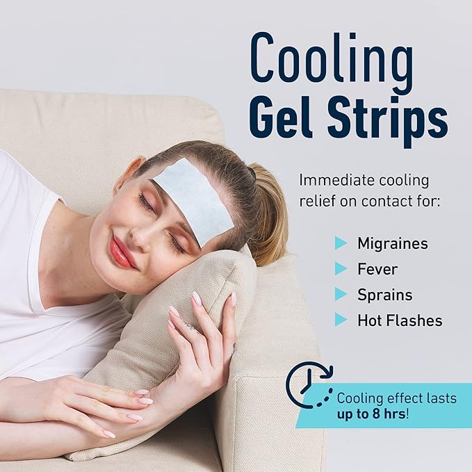 Cooling Patches for Fever, Natural Headache and Migraine Relief, (20 Pack) Soft Gel Sheets, Fever Patch for Kids, Tension/Sinus, Headache Relief Prevention