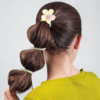 4PCS Spiral Hair Ties with Cloth Flower, 4 Colors Floral Phone Cord Ponytail Holders for Women, Elegant Rubber Hair Coils, Stylish Hair Accessories for Party, Daily Use