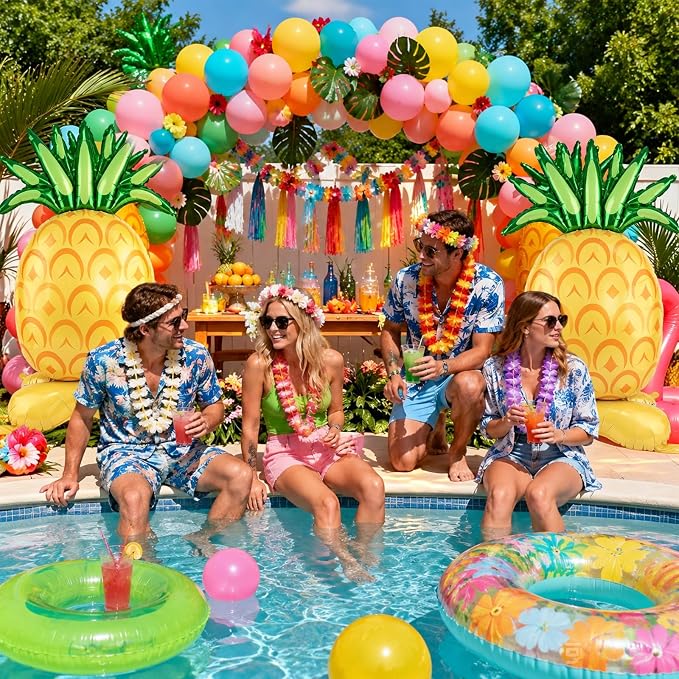 Giant Standing Pineapple Balloons 2 Pack 5 ft Tropical Summer Foil Balloons - Image 6
