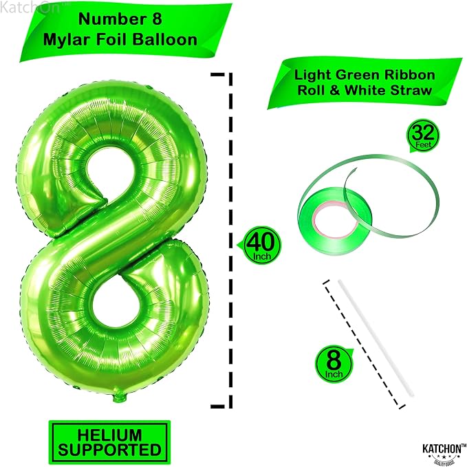 KatchOn Light Green Number 8 Balloon 40 Inch | Green Neon 8 balloon Number - Image 4