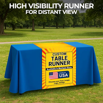 DC Custom Table Runner with Business Logo, Table Vendor Display Made in USA | - Image 4