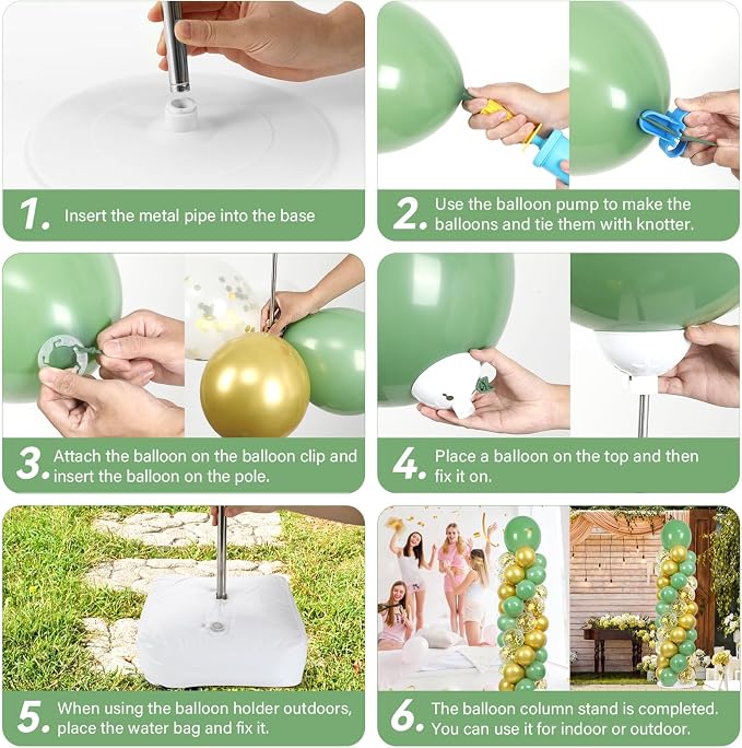 2 Sets Sage Green Balloon Column Stand Kit - Image 5