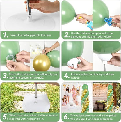 2 Sets Sage Green Balloon Column Stand Kit - Image 5