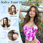 KooKaStyle Clip in Synthetic Highlight Hair Extensions Long Wavy 4PCS Thick Hairpieces Balayage Chocolate Brown to Caramel Blonde Fiber Double Weft Natural Hair Extensions 20 Inch for Women
