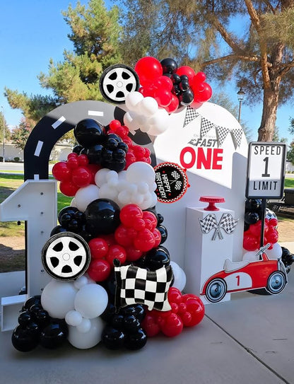 Race Car Balloon Arch Garland Kit, Race Car Birthday Party Decor | 103 Pcs Red - Image 4