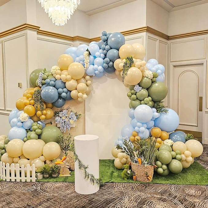 Jobkoo Sage Green Dusty Blue Balloons, 12 Inch Retro Slate Light Blue Olive - Image 7