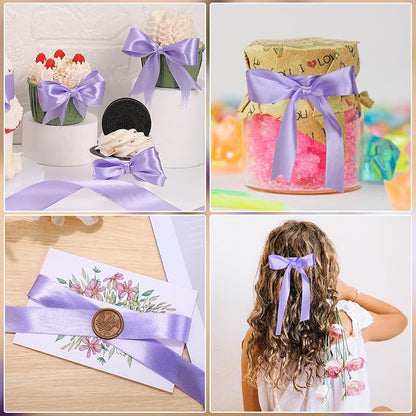woric Light Purple Satin Ribbon 1 Inch 50 Yards Lilac Ribbon | Lavender Ribbons - Image 4