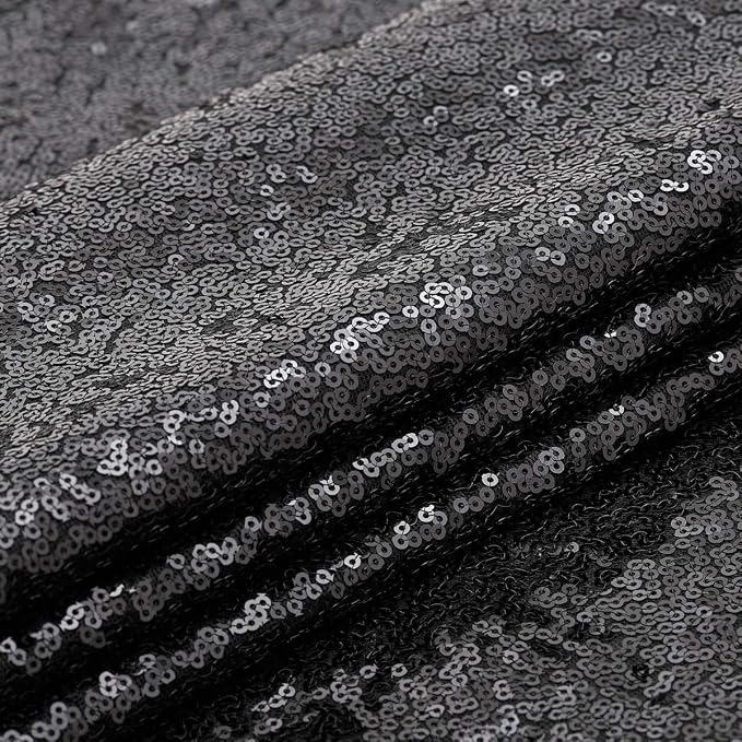Black Sequin Backdrop for Halloween Sequin Photo Curtains 10ft x 10ft | Glitter - Image 6