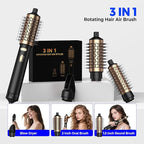4 in 1 Rotating Hair Dryer Brush Spinning with Detachable Brush(2" & 1.5"),Negative Ionic Brush Blow Dryer 100-120V,3 Heats and 2 Speeds Rotating Hot Air Brush for Curling,Straight,Drying