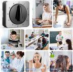 Kitchen Timers for Cooking, Chef Cooking Timer Clock with Loud Alarm,100% Mechanical Desk Timer - No Batteries Required - Magnetic Backing, Exquisite Stainless Steel Body - Countdown Reminder Magnetic