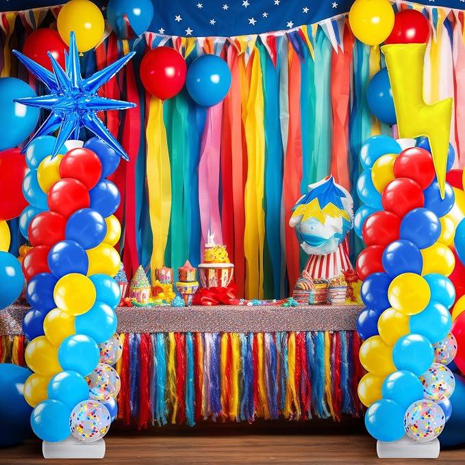 Kasyat 2 Set Red Blue Yellow Balloon Column Stand Kit Cartoon Hedgehog - Image 7