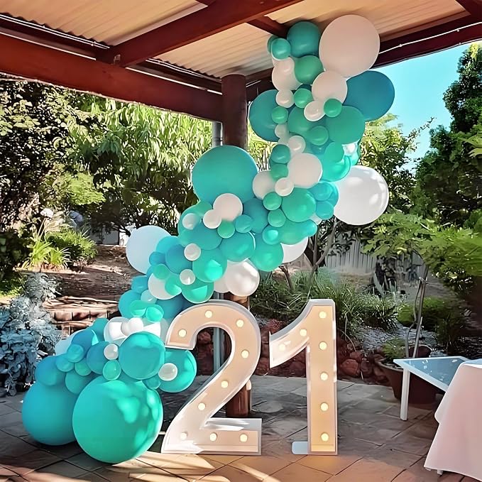 Awenztech 122pcs Teal Turquoise Latex Balloons in 18 12 10 5 inches | Wedding - Image 7