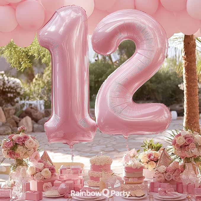 RainbowQ Pink 12 Balloon Number 40 Inch 0-40 Foil Large Balloons | Big Mylar 12 - Image 4
